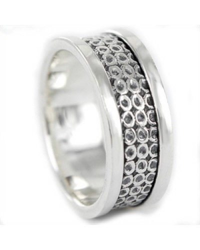 Anillo de plata caballero circulitos. - 9104204