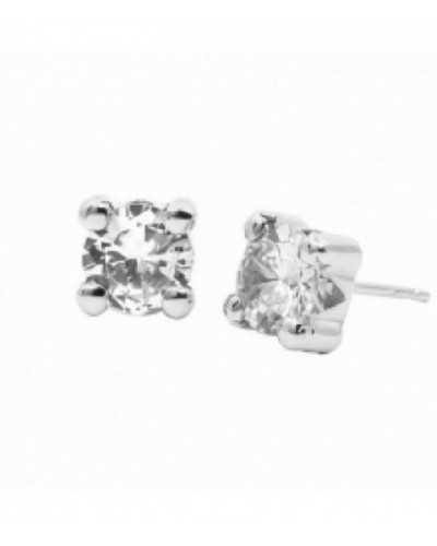 Pendientes oro blanco de 18 kilates 4 grapas circonita. - 61B  1904/5