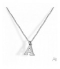 Colgante de plata letra A con cadena incluida. - CORV18A