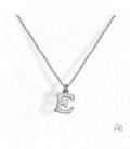 Colgante de plata letra E mayúscula con cadena. - CORV18E