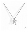 Colgante plata letra N mayúscula con cadena. - CORV18N