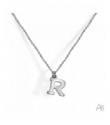 Colgante plata letra R mayúscula con cadena. - CORV18R