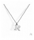 Colgante plata letra R mayúscula con cadena. - CORV18R