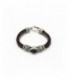 Pulsera de plata y cuero con onix. - MOK-04