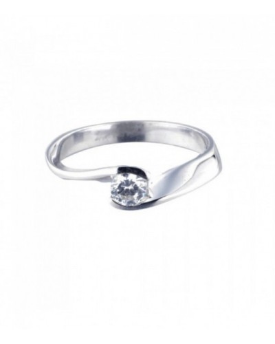 Anillo de oro blanco solitario con brillante. - 356412