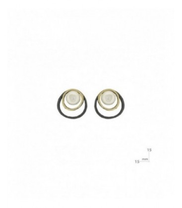 Arrecades de plata negra i or amb perla. - 22354