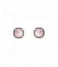 Pendientes de plata cuadrado con ojo de gato rosa. - P679
