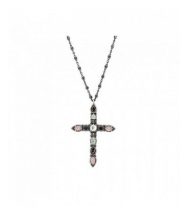 Penjoll creu de plata amb pedres semiprecioses. - CR-6