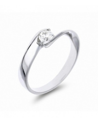 Anillo de oro blanco solitario con brillante. - E356512
