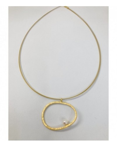 Colgante de plata chapada de oro con perla. - C-040(R)G/1