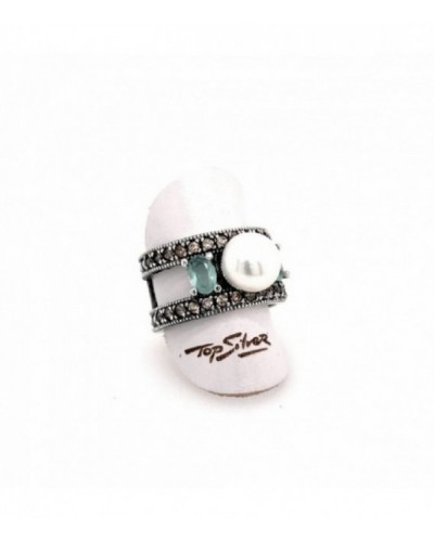 Anillo plata con perla y calcedonia. - AN7022PK