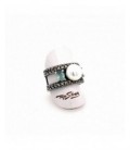Anell d`argent perla i calcedònies. - AN7022PK