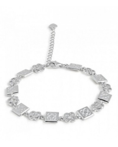 Pulsera plata de flor de barcelona y panot. - PUJ006P