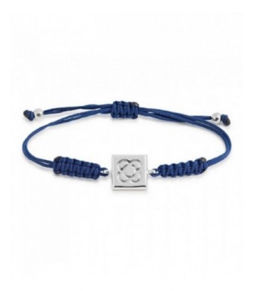 Polsera plata Panot de Barcelona i macramé blau. - PUJ006PMA