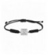 Pulsera plata panot de Barcelona y macramé negro. - PUJ006PMN