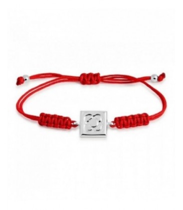 Pulsera de plata y macramé rojo panot de Barcelona. - PUJ006PMR