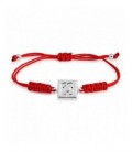 Pulsera de plata y macramé rojo panot de Barcelona. - PUJ006PMR