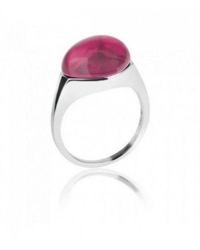 Anillo de plata rodiada con cristal fucsia. - ANRJ005F