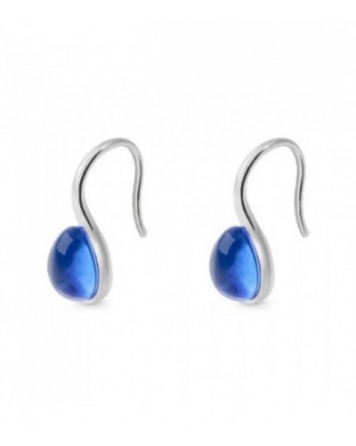 Pendientes cde plata de gancho con lágrima azul. - ARRJ005GA