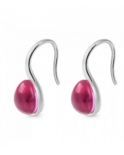 Pendientes de plata cristal fucsia cierre gancho. - ARRJ005GGF