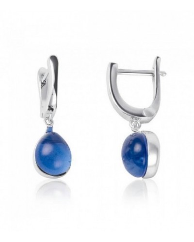 Pendientes de plata de cierre catalán con cristal azul. - ARRJ005CA