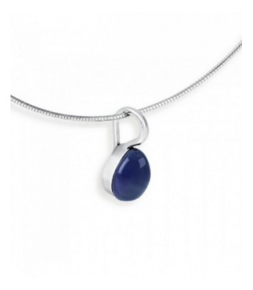 Colgante de plata con cristal azul indigo oscuro. - PERJ005GI