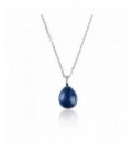 Colgante de plata cristal azul indigo oscuro. - PERJ005I