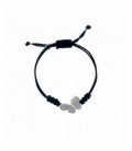 Polsera de macramé negre i amb motiu de plata en forma de papallona. - PURM065C2