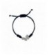 Polsera de macramé negre i amb motiu de plata en forma de papallona. - PURM065C2