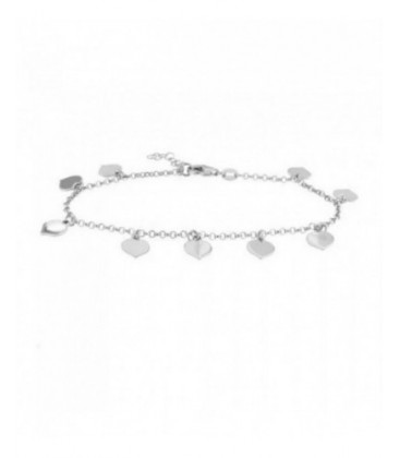 Polsera de plata amb 9 cors penjant. - PUR2027