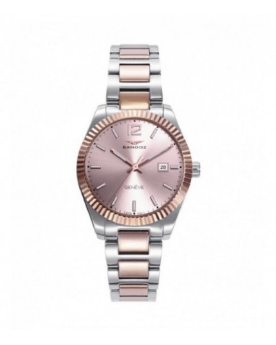 Reloj Sandoz de acero bicolor IP rosa para mujer. - 81384-75