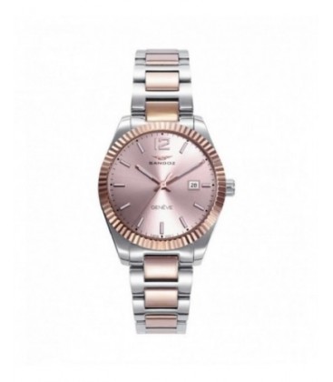 Reloj Sandoz de acero bicolor IP rosa para mujer. - 81384-75