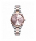 Reloj Sandoz de acero bicolor IP rosa para mujer. - 81384-75