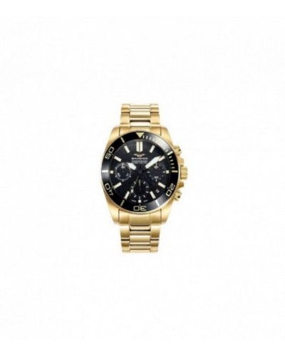 Reloj Sandoz cronómetro de acero IP dorado. - 81447-97