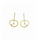 Pendientes de plata chapada tipo gancho con brillante. - B-040(R)B