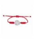 Pulsera de macramé rojo con rosa de plata. - PURM027M5