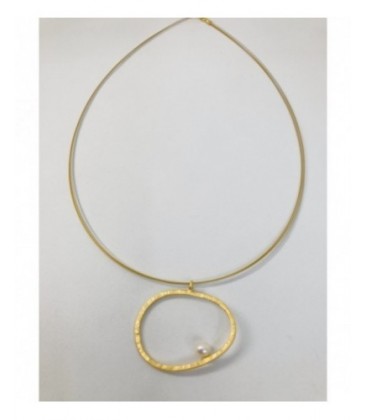 Colgante de plata chapada de oro con perla. - C-040(R)G/1