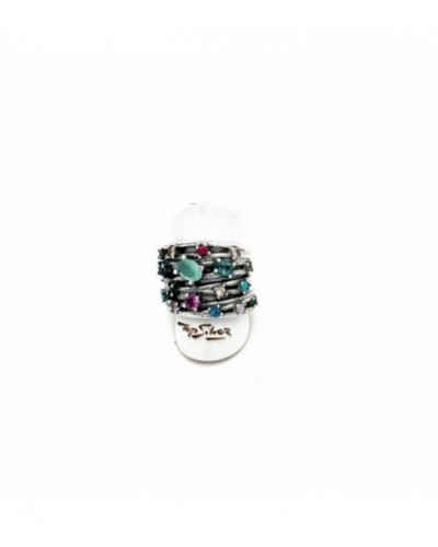 Anillo de plata con circonitas de colores y calcedonia. - AN7365P