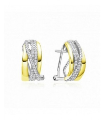 Pendientes bicolor de plata con cierre omega. - 2024947/BIC