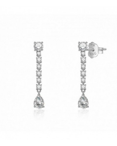 Pendientes plata largos con circonitas ideal para novias. - 2024975