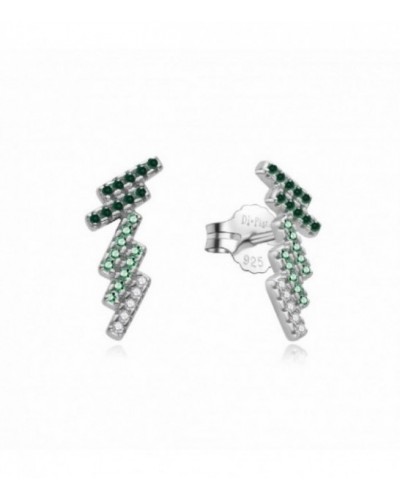 Pendientes de plata con piedras verdes y blancas. - 2024854/E