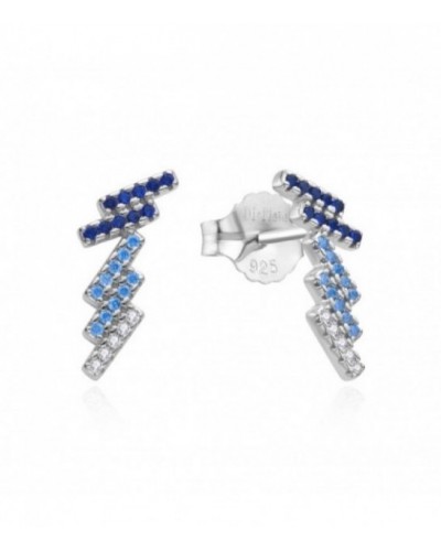 Pendientes de plata con piedras azules y blancas. - 2024854/Z