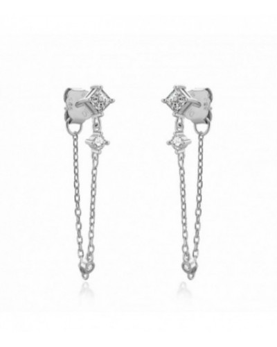 Pendientes de plata de cadena con circonitas. - 2024868