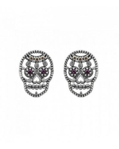 Pendientes de plata forma calavera calada. - SKS137