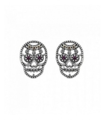 Arracades de plata forma calavera calada. - SKS137