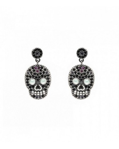 Pendientes de plata calaveras con espinelas y calcedonia. - SKS193