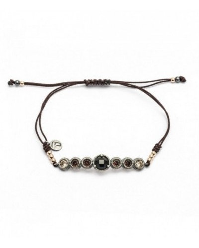 Pulsera de plata y macramé con onix. - MA-359