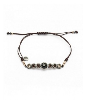 Polsera de plata i macramé amb onix i circonites. - MA-359