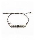 Pulsera de plata y macramé con onix. - MA-359