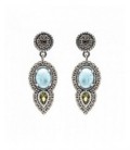 Arracades de plata llargs amb laminar  blau. - P779